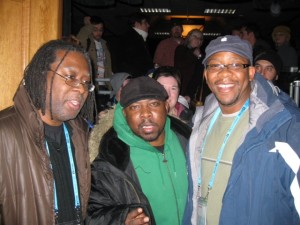 Marvin Brown (left), rapper Phif Dawg (center) and John Brown attend the screen of a documentary featuring Phif. (Photo: John Brown)